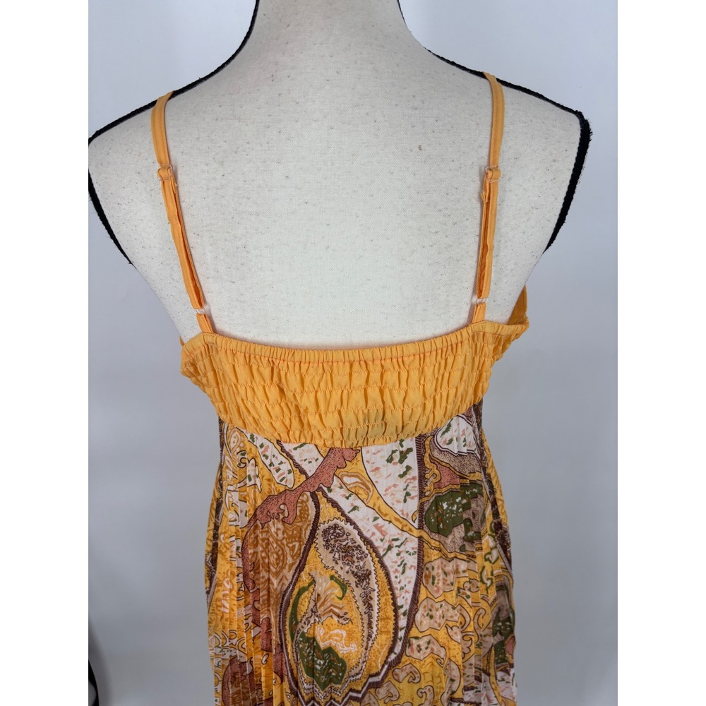 Adele Fado Pleated Handkerchief Dress Womens IT 44 Yellow Paisley Boho Midi - Picture 6 of 8